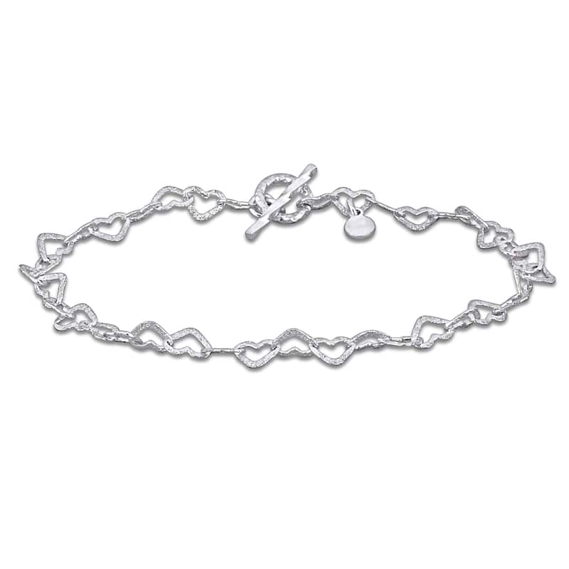 Miadora 4.5mm Heart Link Bracelet Sterling Silver-7.25 in