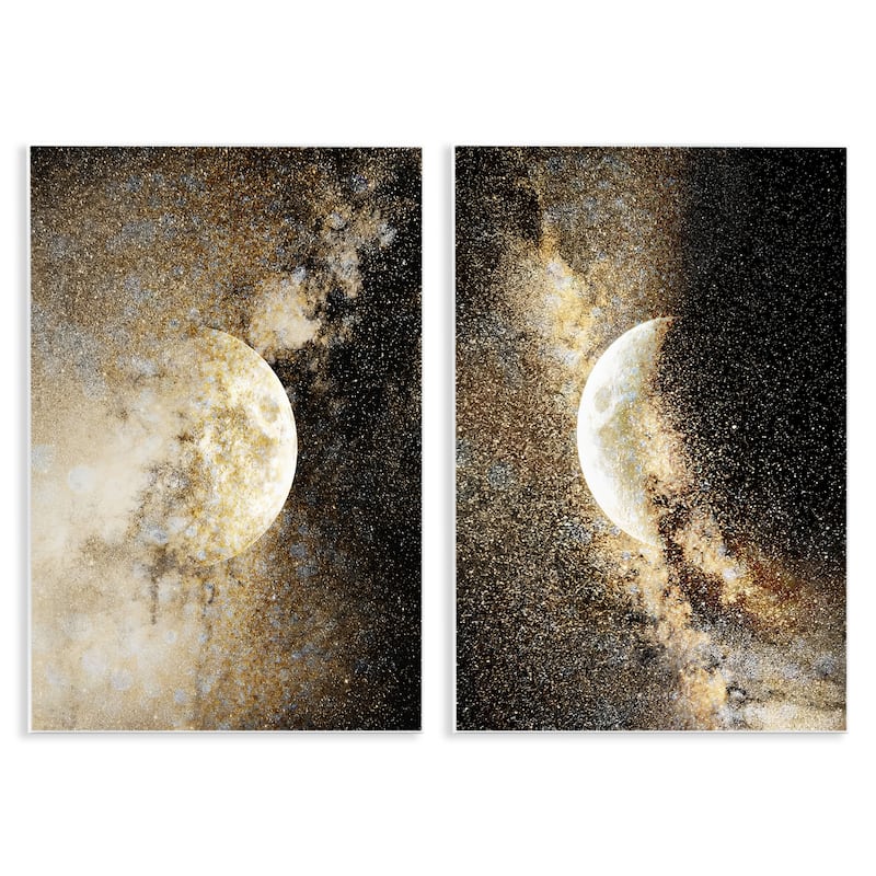 Stupell Moons with Starry Nebulas Wall Plaque Art Design By Gemma Bardot (Set of 2) - 10 x 15