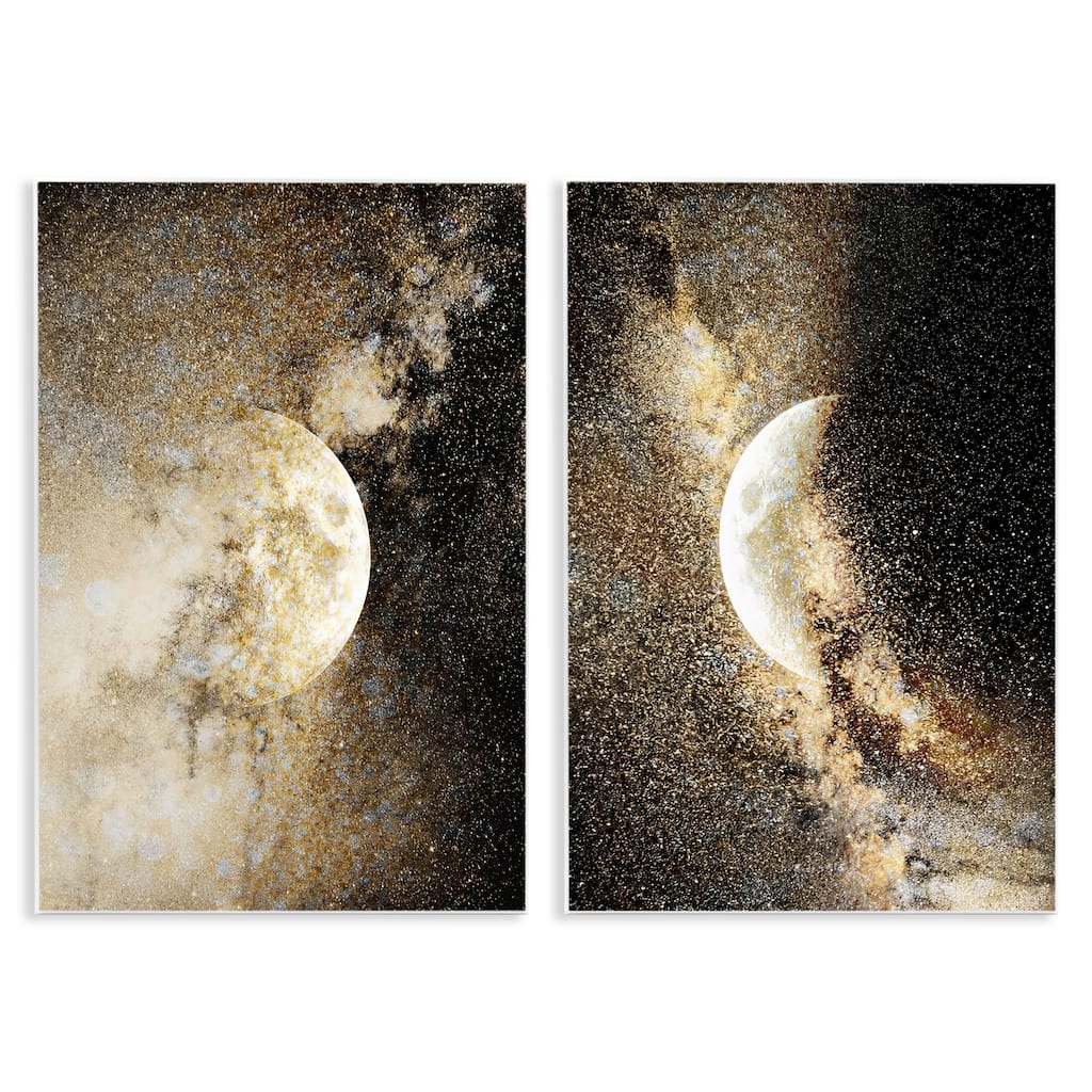 Stupell Moons with Starry Nebulas Wall Plaque Art Design By Gemma Bardot (Set of 2)