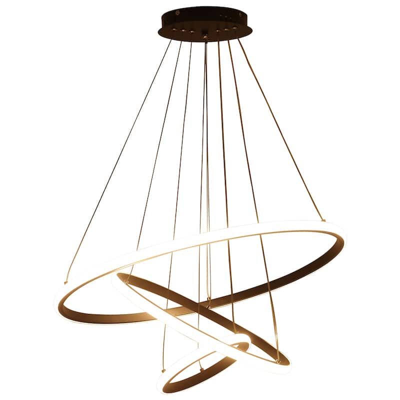 LED Tiered Linear Design Pendant Light, Classic Semi Flush Mount Chandelier for Dining Room Living Room Bedroom Kitchen - 1