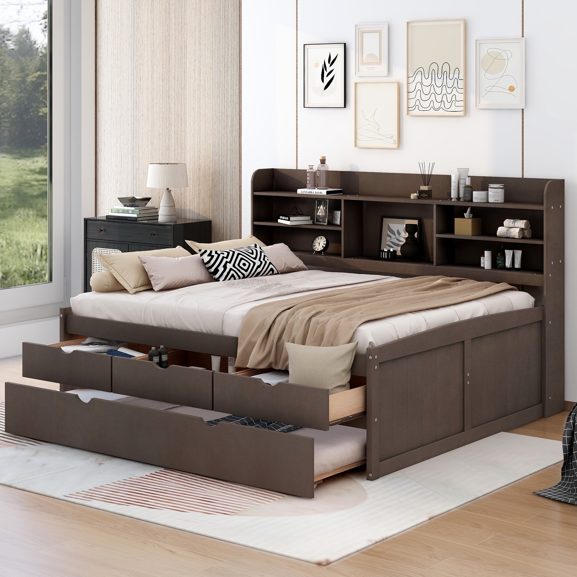 Captain full platform top bed with storage