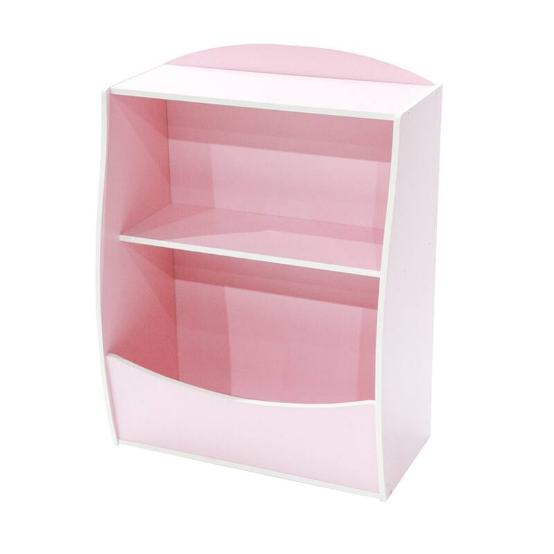 Kids Bookshelf and Toy Organizer,2 Tier Wood Toy Storage Organizer for Kids Rooms,Children Bookcase,Book Display Shelf - pink