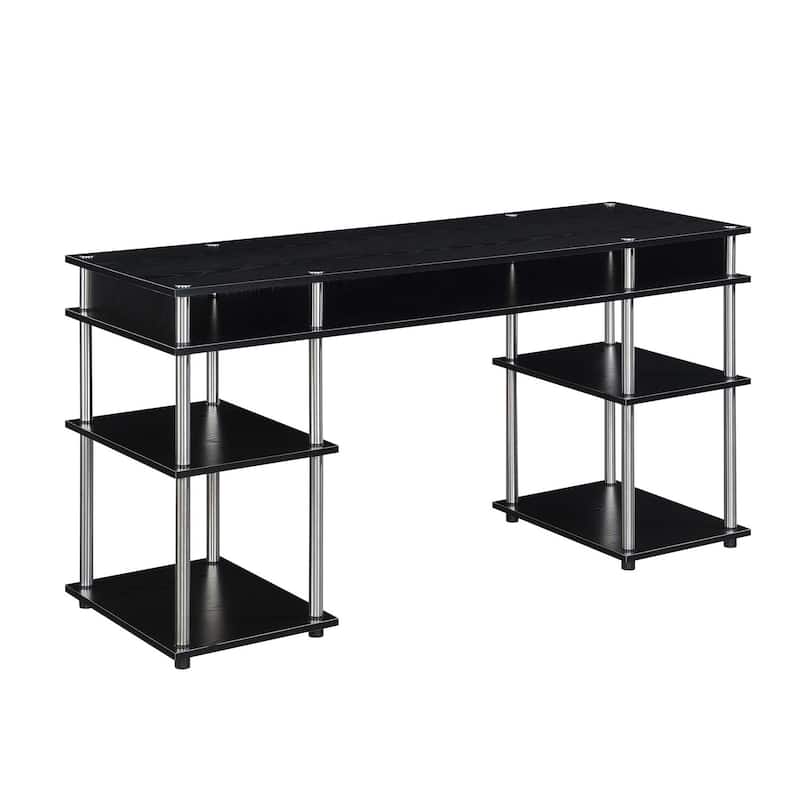 Student Desk 60 Inch with Shelves - Home Office Computer Study Table, Sturdy Metal Frame, Easy Assembly
