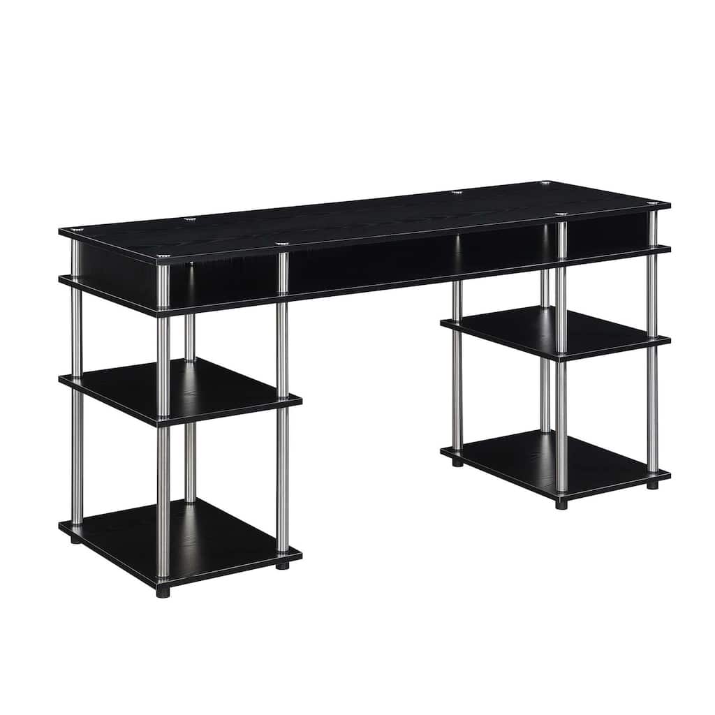Student Desk 60 Inch with Shelves - Home Office Computer Study Table, Sturdy Metal Frame, Easy Assembly
