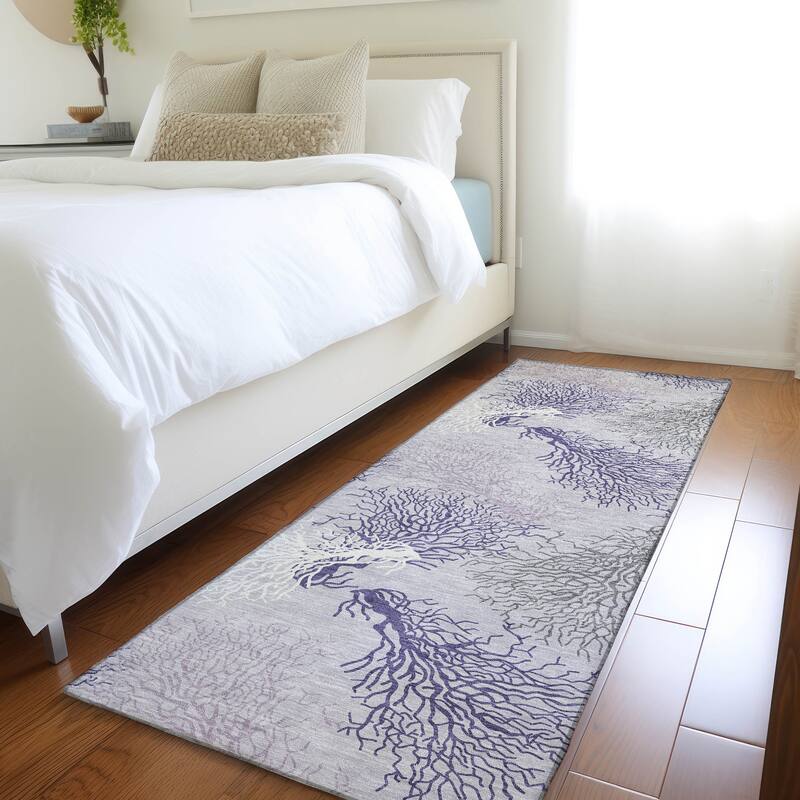 Premium Washable Super Soft Coastal Coral Mayfield Rug - Purple - 2' 3" x 7' 6" - Runner