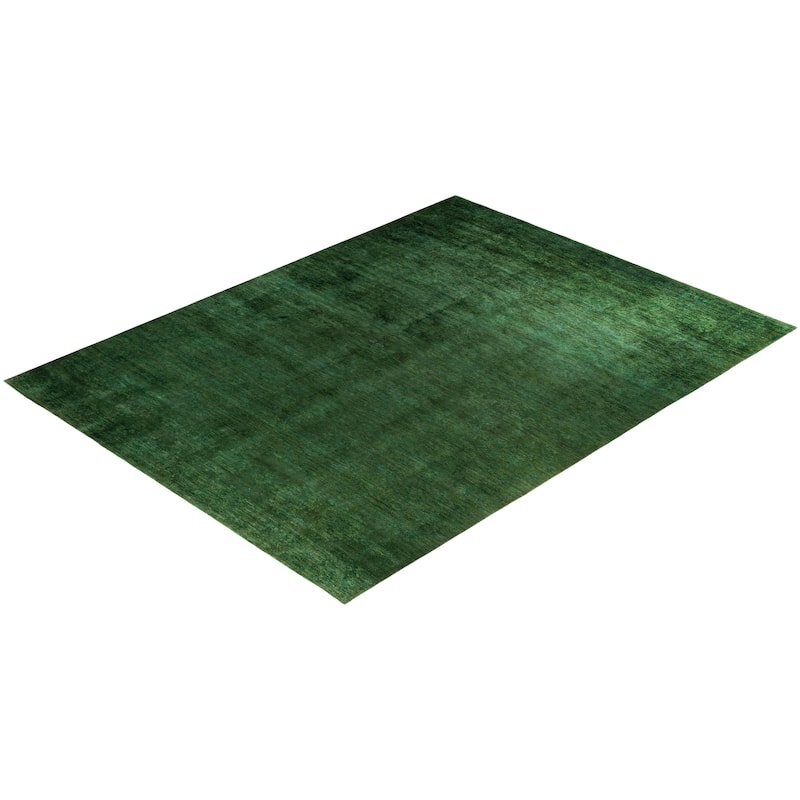 Overdyed One-of-a-Kind Hand-Knotted Area Rug - Green - 12' 1" x 15' 8"