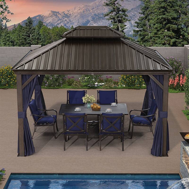 PURPLE LEAF Outdoor Hardtop Gazebo with Bronze Aluminum Frame Galvanized Steel Roof