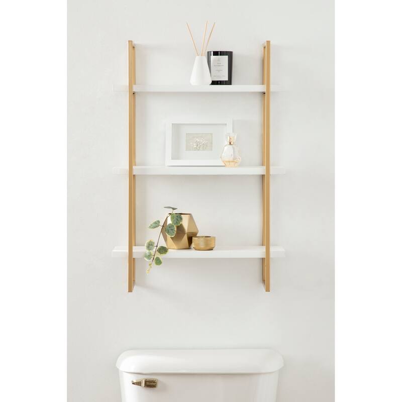 Kate and Laurel Leigh Wood and Metal Wall Shelf