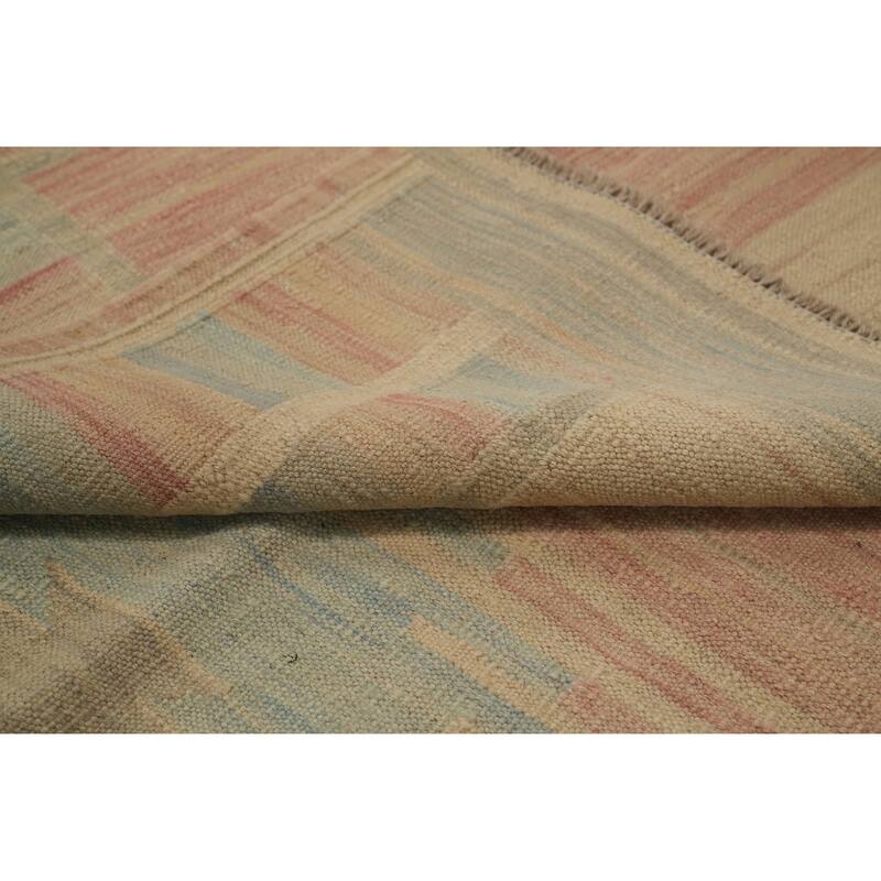 Hand Woven Oriental 100% Wool Carpet Southwestern Tribal Pink Kilim Area Rug - 7' 11'' X 5' 1''