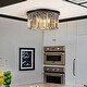 preview thumbnail 1 of 4, 9-Lights Modern 20" Matte Black 2-Tier Round Fringe Crystal Flush Mount