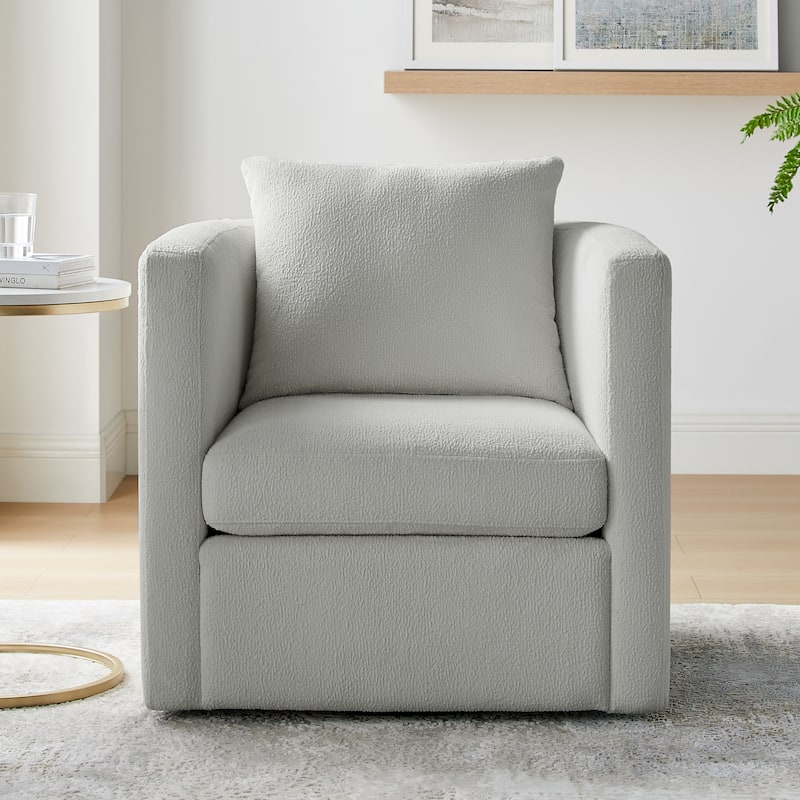 Sylvani Swivel Barrel Chair by Greyson Living - Gray Performance Fabric