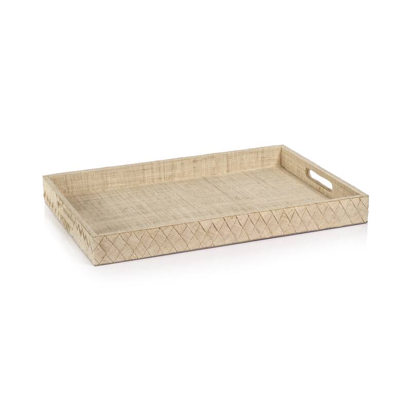 Lazarev Woven Raffia Serving Tray - Large