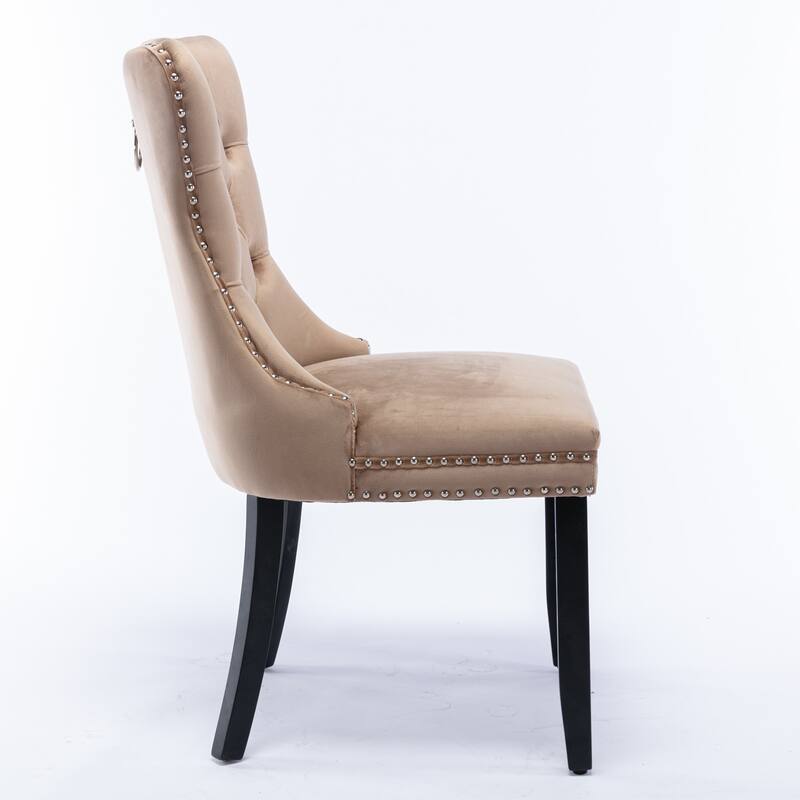 Tufted Solid Wood Velvet Dining Chair,2-Pcs Set