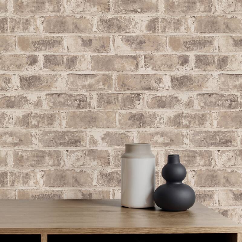 Fine Decor Warrick Taupe Brick Wallpaper - N/A