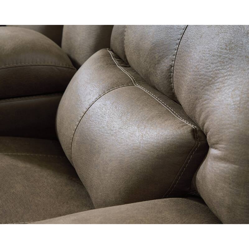 Signature Design by Ashley Bealeaf Brown Power Reclining Loveseat with Console - 79" W x 42" D x 42" H