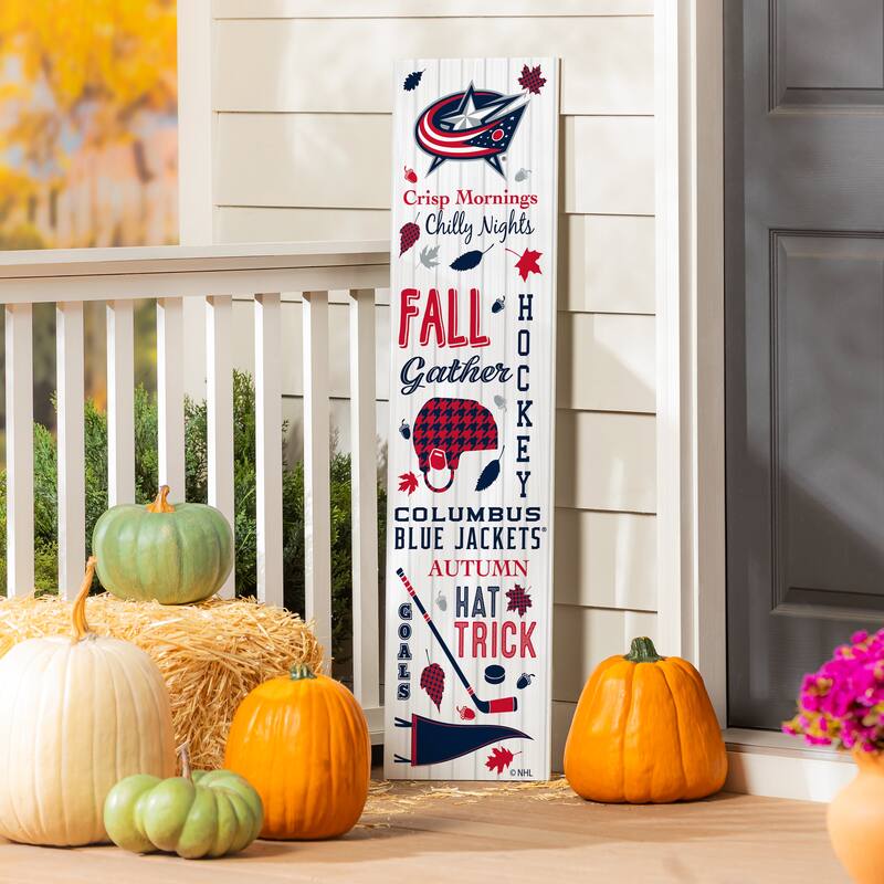 47" Double Sided Seasonal Porch Leaner, Columbus Blue Jackets - 47" x 11.25" - Fall