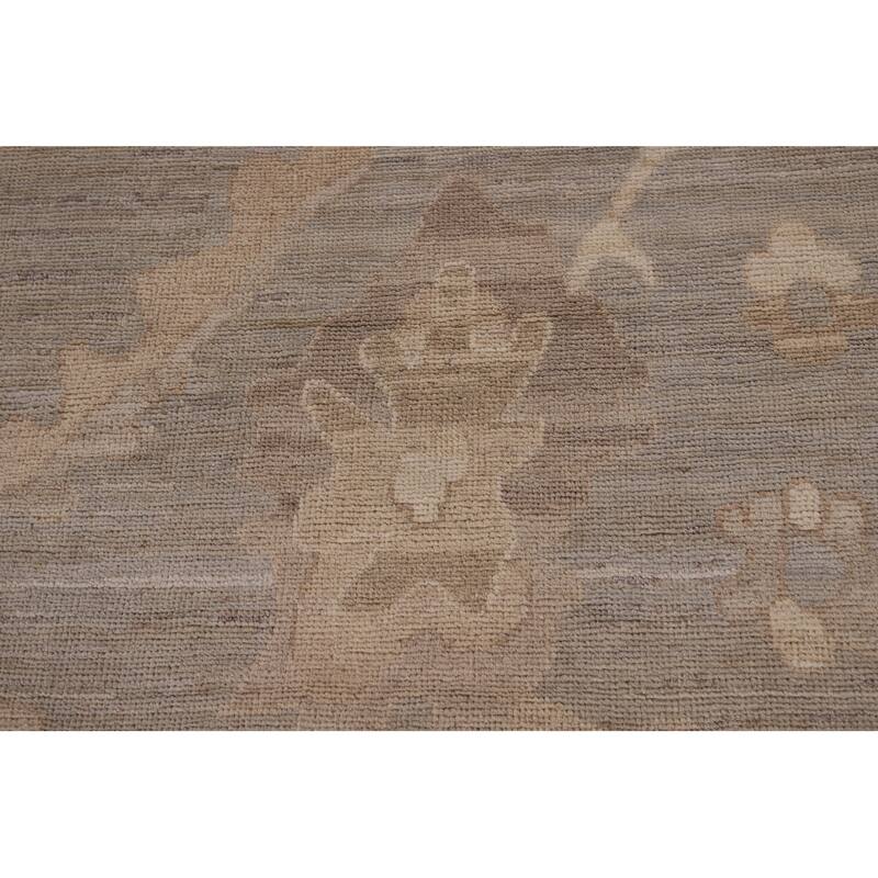 Gray Oushak Vegetable Dye Large Area Rug Handmade Wool Carpet - 10'4" x 13'10"