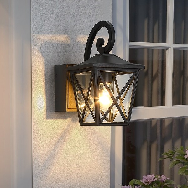 1 Light Black Outdoor Wall Sconce Light with with Built In GFCI Outlets Bed Bath Beyond 35488625