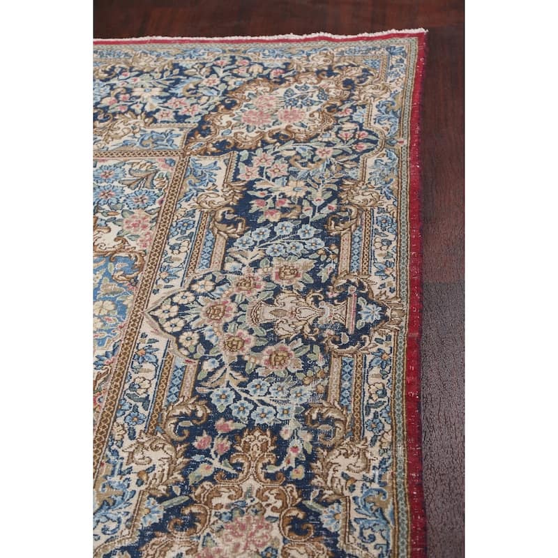 Antique Vegetable Dye Floral Kerman Persian Wool Area Rug Hand-knotted - 11'0" x 14'5"