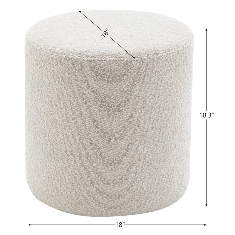KINWELL Round Upholstered Pouf Ottoman Footrest