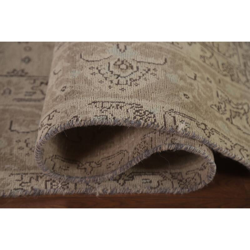 Hand Knotted Oriental 100% Wool Carpet Traditional Medallion Beige & Ivories Tabriz Area Rug - 9' 9'' X 6' 5''