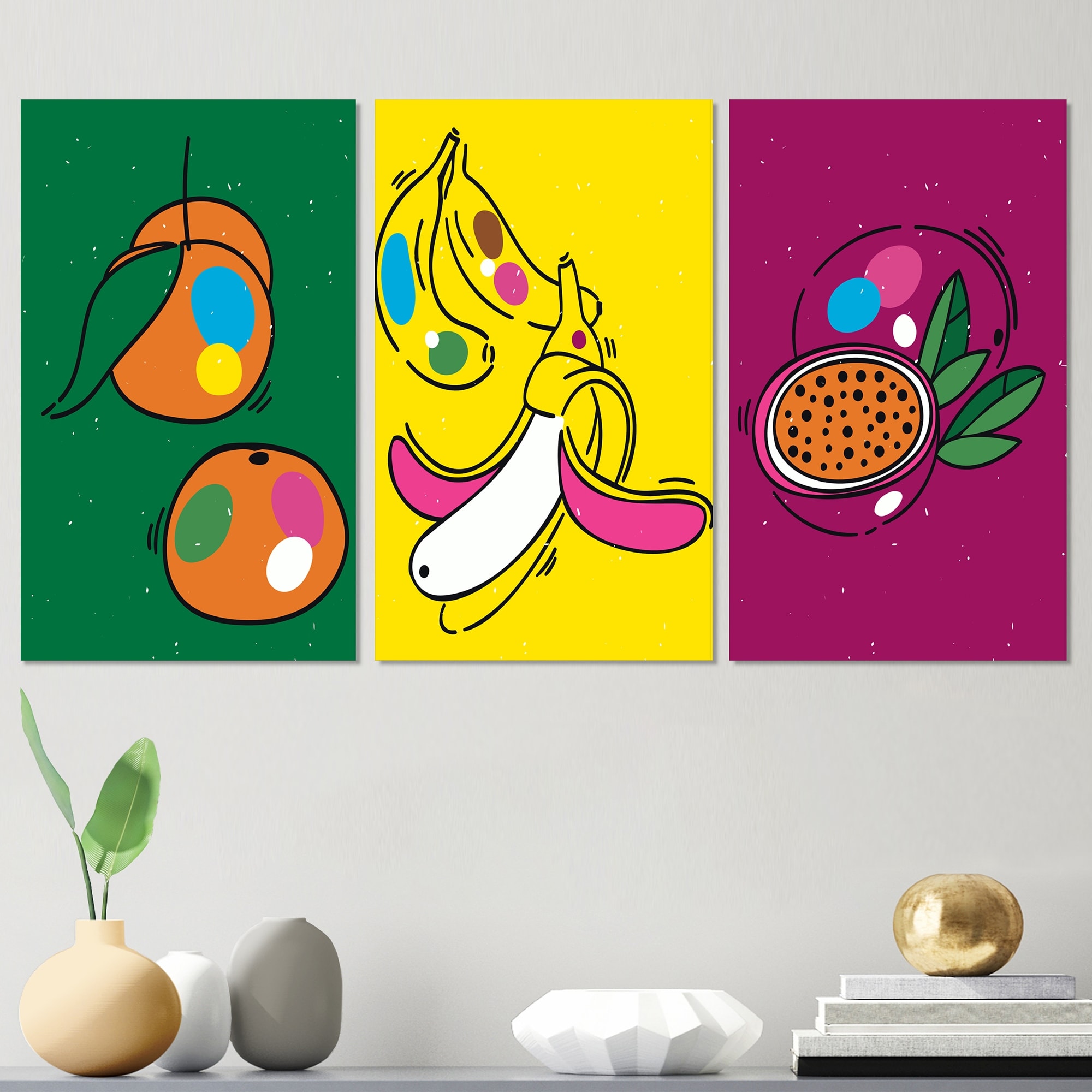 Designart 1990s Pop Art Fruit Designs I Modern Art Print-image