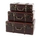 preview thumbnail 13 of 18, Brown Faux Leather Nesting Upholstered Decorative Trunk with Vintage Accents and Studs (Set of 3)
