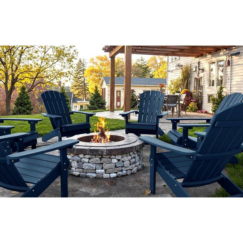 WINSOON All Weather HIPS Outdoor Plastic Adirondack Chairs Set of 4
