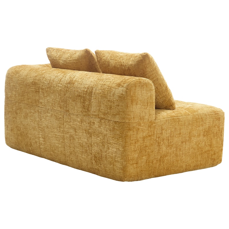 Chenille Loveseat Sofa Upholstered Deep Seat Sofa, Lounge Couch Corner Sofa Minimalist Modular Couches for Apartment