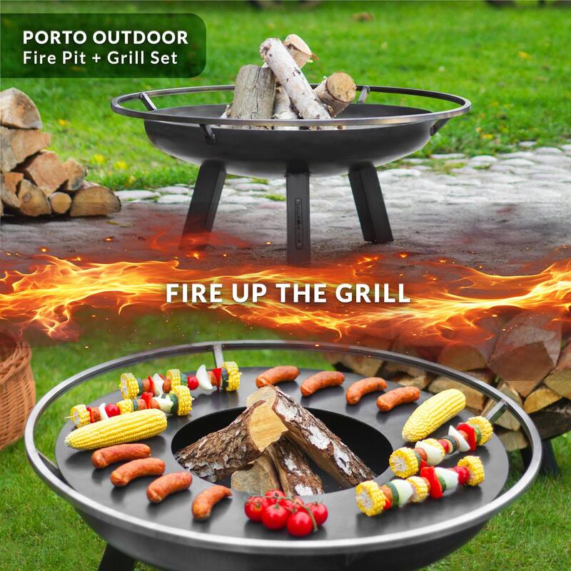 Porto 32" Fire Pit with Grill Plate