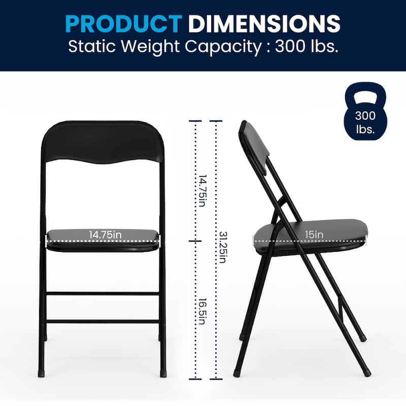 5 Piece Folding Card Table and Chair Set with Upholstered Table Top - 33.5"W x 33.5"D x 27.75"H