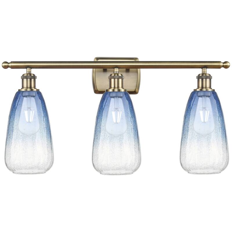 Innovations Lighting Endless Possibilities Ballston - Brookhaven Almond - 3 Light 26" Bath Vanity Light - Antique Brass/Sapphire Blue