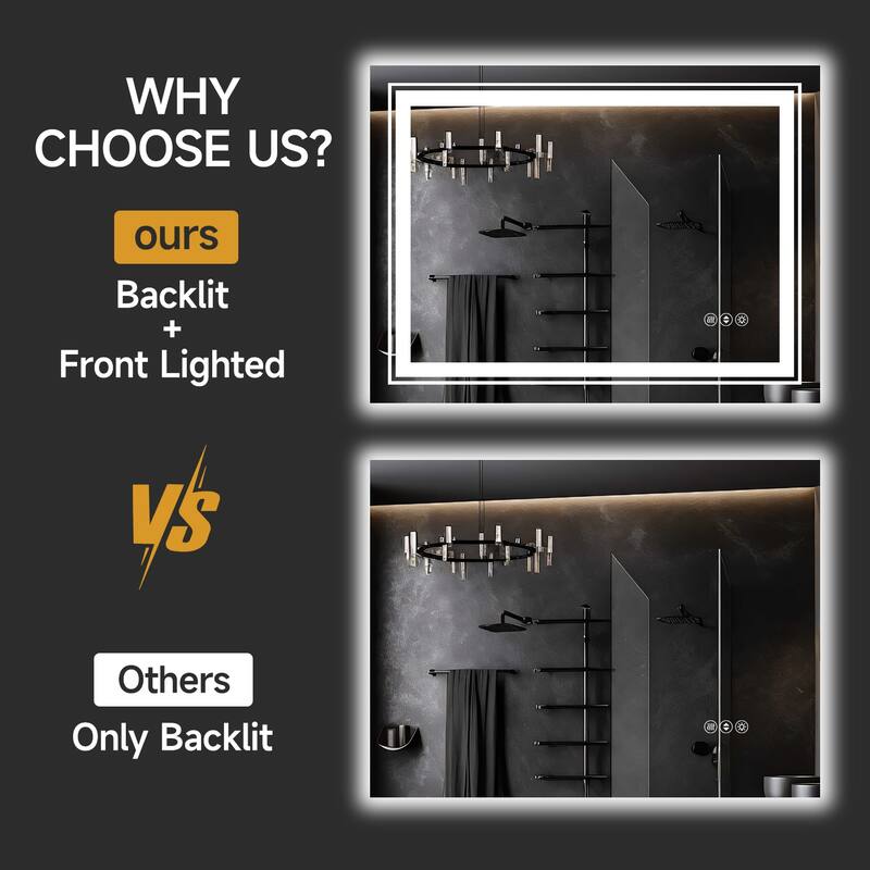 24x32 Inch Frameless LED Bathroom Mirror,Smart Mirror