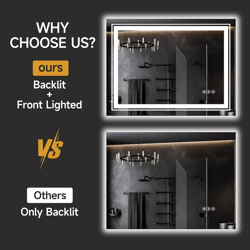 40x24 Inch Frameless LED Bathroom Mirror,Smart Mirror