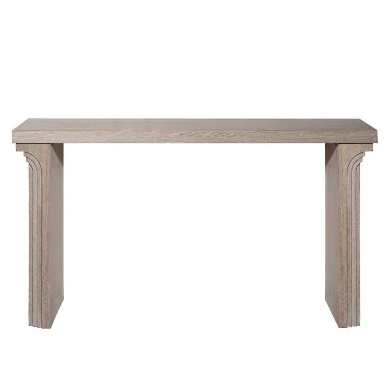Versatile Curved Carving Accent Table Minimalist Console Table with Natural Wood Grain Texture for Entryway Living Room Hallway