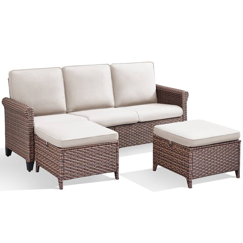Pocassy Outdoor Sofa with Swivel Chairs Funiture Set
