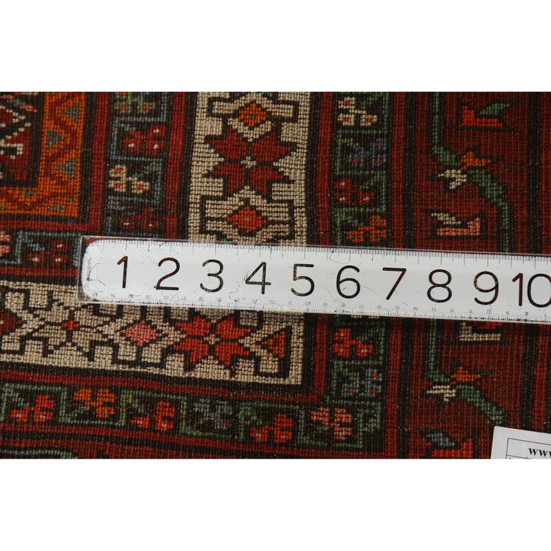 Hand Knotted Oriental 100% Wool Carpet Traditional Geometric Oranges & Rust Kazak Runner Rug - 8' 6'' X 3' 8''