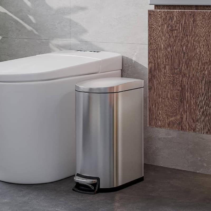 13.2 & 2.6 Gallon Kitchen Trash Can, Step-On Pedal Bins Combo Set