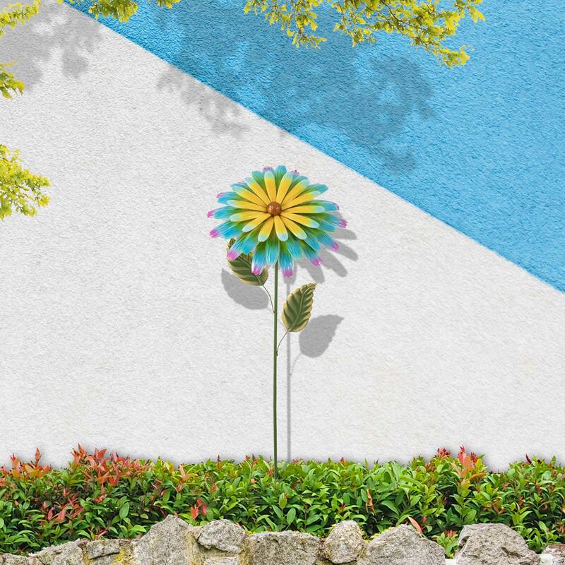 Glitzhome 41"H Garden Metal Flower Yardstake
