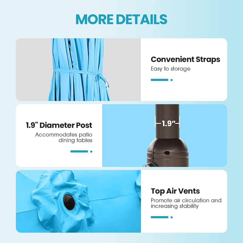 Aoodor 15ft Outdoor Double Sided Market Patio Umbrella with Base Stand