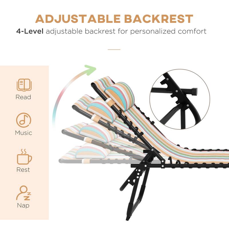 Outsunny Folding Chaise Lounge Chair Set of 2, Patio Sun Tanning Chair, Outdoor Chaise Lounger with 4-Position Reclining Back