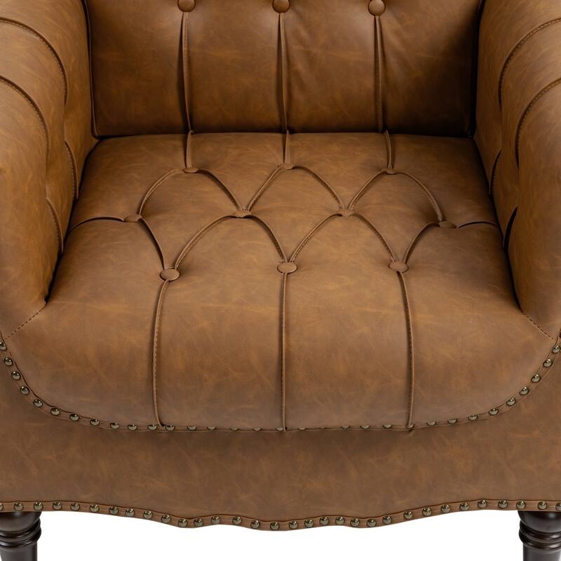 Modern Faux Leather Accent Chairs Set Of 2, Upholstered Armchair For Living Room