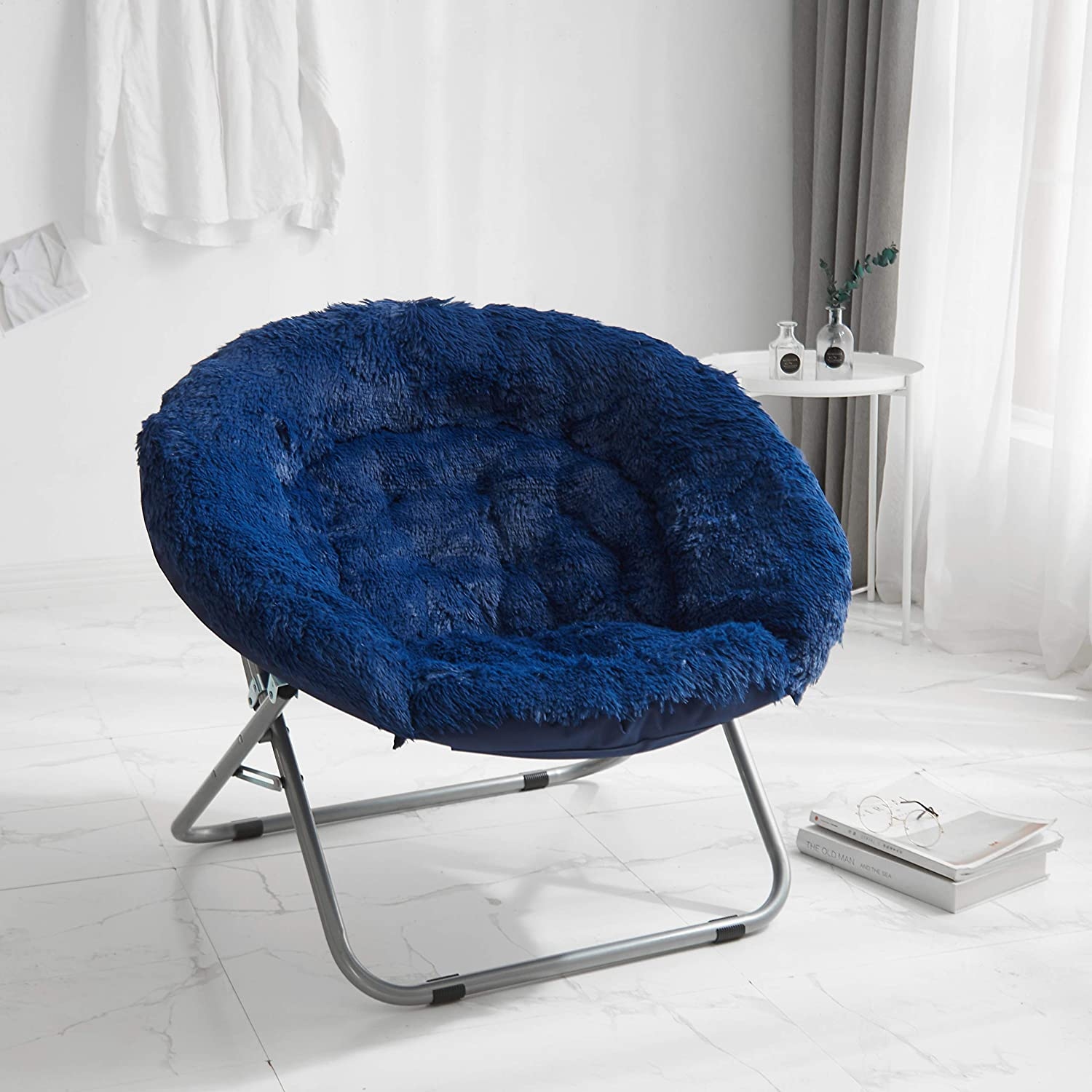 Mongolian faux best sale fur papasan cushion