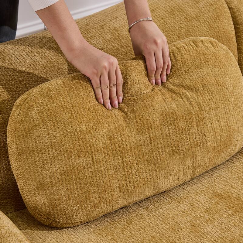 Modular Chenille Sofa Set with Armchair, Extra Large Deep Seat 3 Seater Compression Couch with Pillows