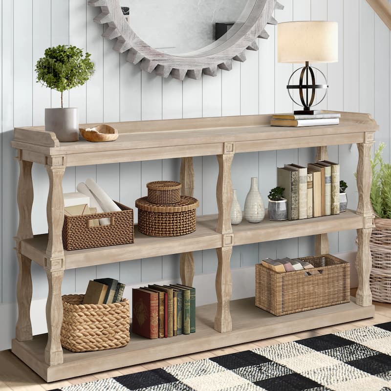 Console Table with 3-Tier Open Storage Spaces