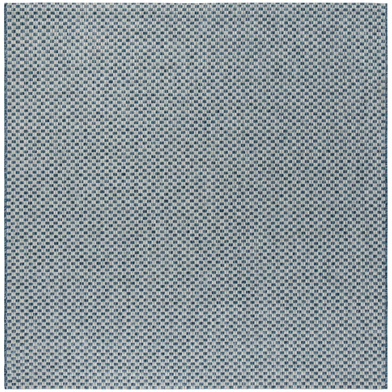 SAFAVIEH Courtyard Judi Indoor/ Outdoor Patio Backyard Rug - 6'7" Square - Blue/Light Grey