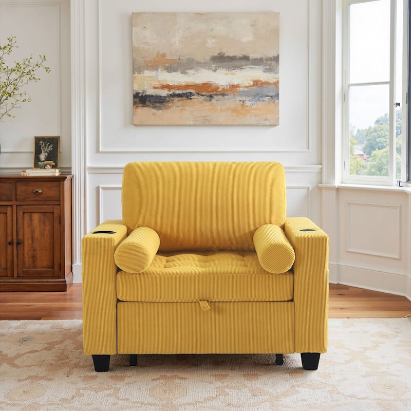 39" Adjustable Recline Convertible Sleeper Accent Chair with USB Port