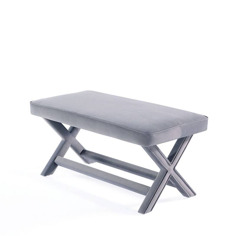Manhattan Comfort Abigail Mid-Century Modern Velvet Upholstered Bench