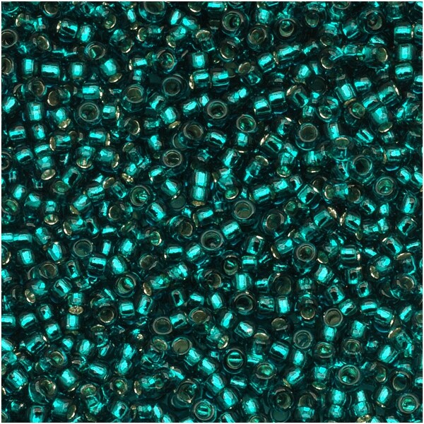 Toho Round Seed Beads 8/0 27BD 'Silver Lined Teal' 8 Gram Tube. Opens flyout.