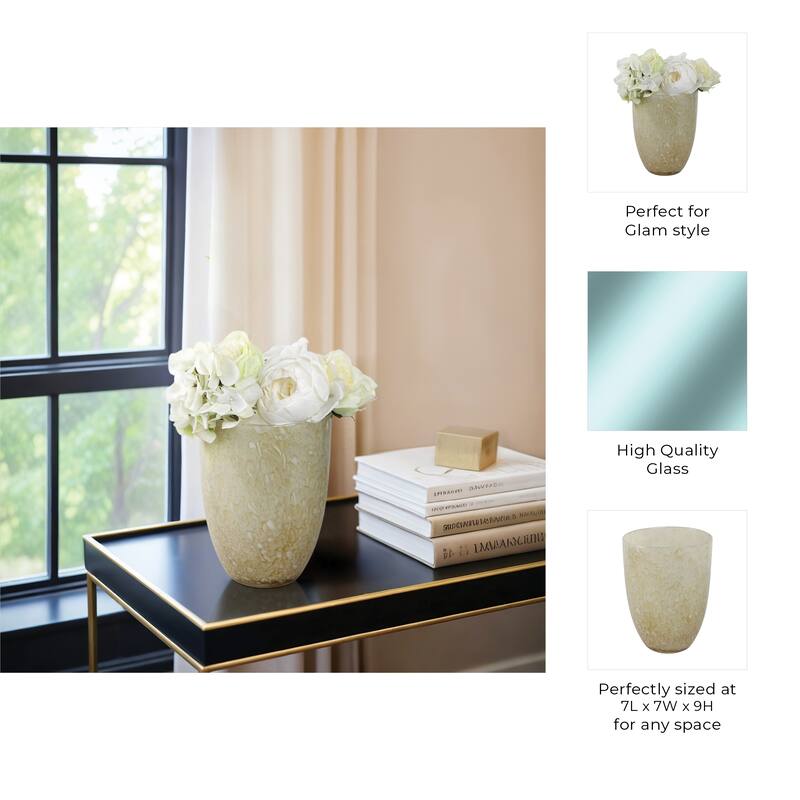 Glass Decorative Vase Textured Handcrafted Sculptural Statement Style
